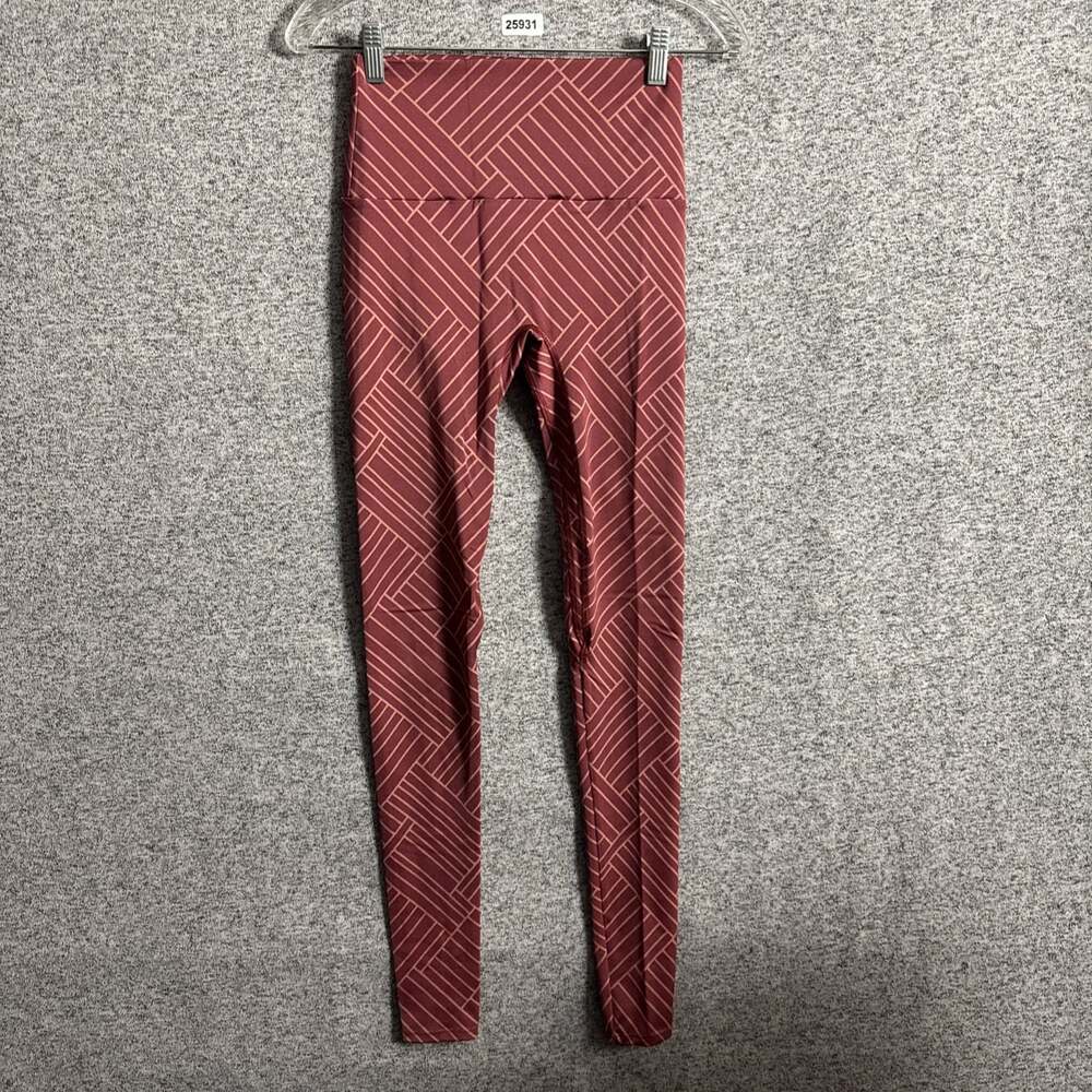 K-Deer Women's Size Medium Red Stripes Legging Length High Waisted Leggings